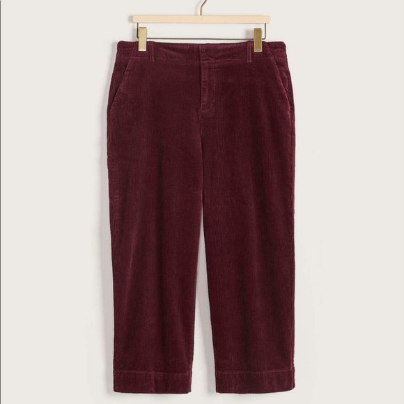 Addition Elle Women Red Wine Corduroy Wide Crop Leg Pant Size 10 - Picture 3 of 5